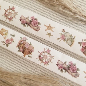 Design Washi Tape Treasures - rose, mare, marittimo, nave, bussola, baule, volante, vacanza, scrapbooking, artigianato, nastro adesivo, materiale