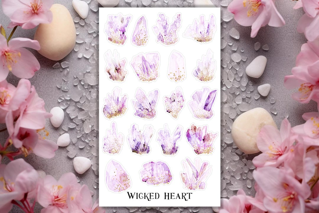 Crystal Sticker Sheet Crystal Sticker Sheet - Stickers, Spells, Witch's Book, Witch, Magical ...
