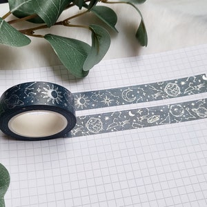 Washi Tape Magic - zilver, sterren, blauw, sterrenbeelden, maan, planeten, kristal, elementen, heks, magie, astrologie