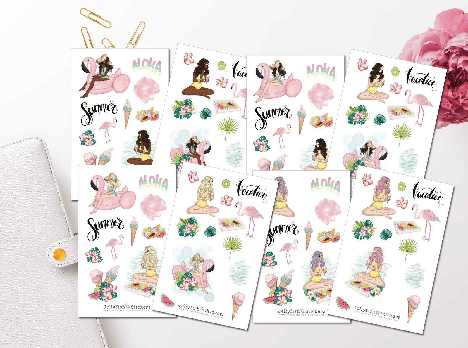 Girls on Vacation Sticker Set Sticker Girls Journal Sticker Etsy