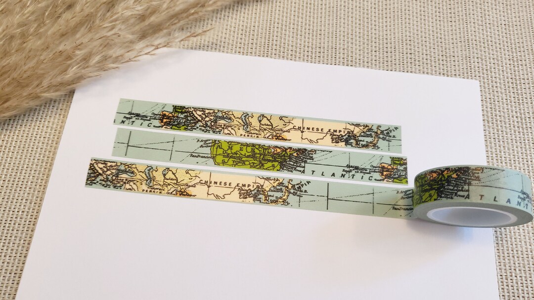Washi Tape World Map - Gold, Travel, Vacation, Sea, Vintage, Map ...
