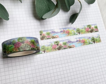 Washi Tape Landschaft - Natur, Garten, Bäume, Berge, Japan, Asien, floral, Blumen, Fluss