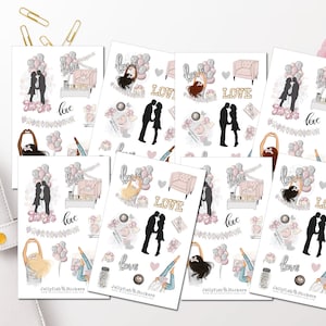 Set di adesivi d'amore - Adesivi per ragazze, adesivi per diario, adesivi d'amore, adesivi per planner, San Valentino, fidanzato, appuntamento, anniversario