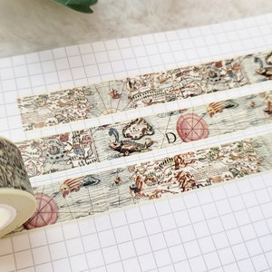 Mapa świata z taśmy washi - Mapa, Vintage, Morze, Kraje, Podróże, Wakacje, Kraj, Statki, Świat