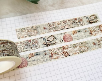 Washi Tape Weltkarte - Landkarte, Vintage, Meer, Länder, Reisen, Urlaub, Land, Schiffe, Welt