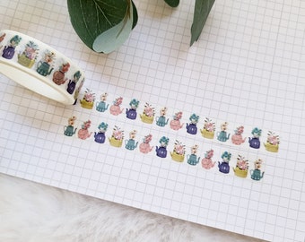 Washi Tape Blumentöpfe - Blumen, Floral, Pflanzen, Zimmerpflanze, Gießkanne, Natur, bunt