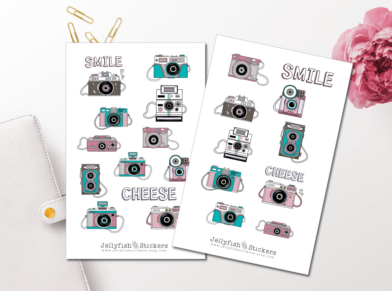 Retro Camera Detailed Sticker Cameras Sticker Set - Stickers Retro Journal Stickers Sticker Vintage ...