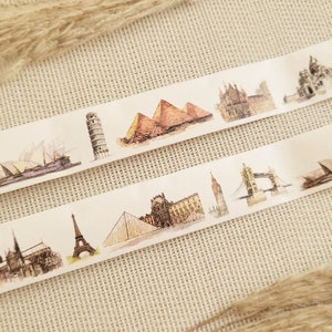 Design Washi Tape Bezienswaardigheden - Vakantie, Reizen, Europa, Parijs, Engeland, Italië, Scrapbooking, Knutselen, Tape, Materiaal