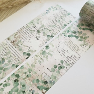 Ontwerp Washi Tape Eucalyptus - Vintage, lettertype, tekst, stippen, bloemen, planten, natuur, scrapbooking, knutselen, plakband, materiaal