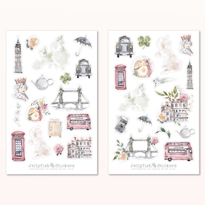 Set di adesivi Inghilterra - Adesivi, adesivi per diario, adesivi per le vacanze, diario di viaggio, viaggi, attrazioni, gita in città, Europa, Londra