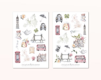 England Sticker Set - Stickers, Journal Stickers, Holiday Stickers, Travel Diary, Travel, Sights, City Trip, Europe, London