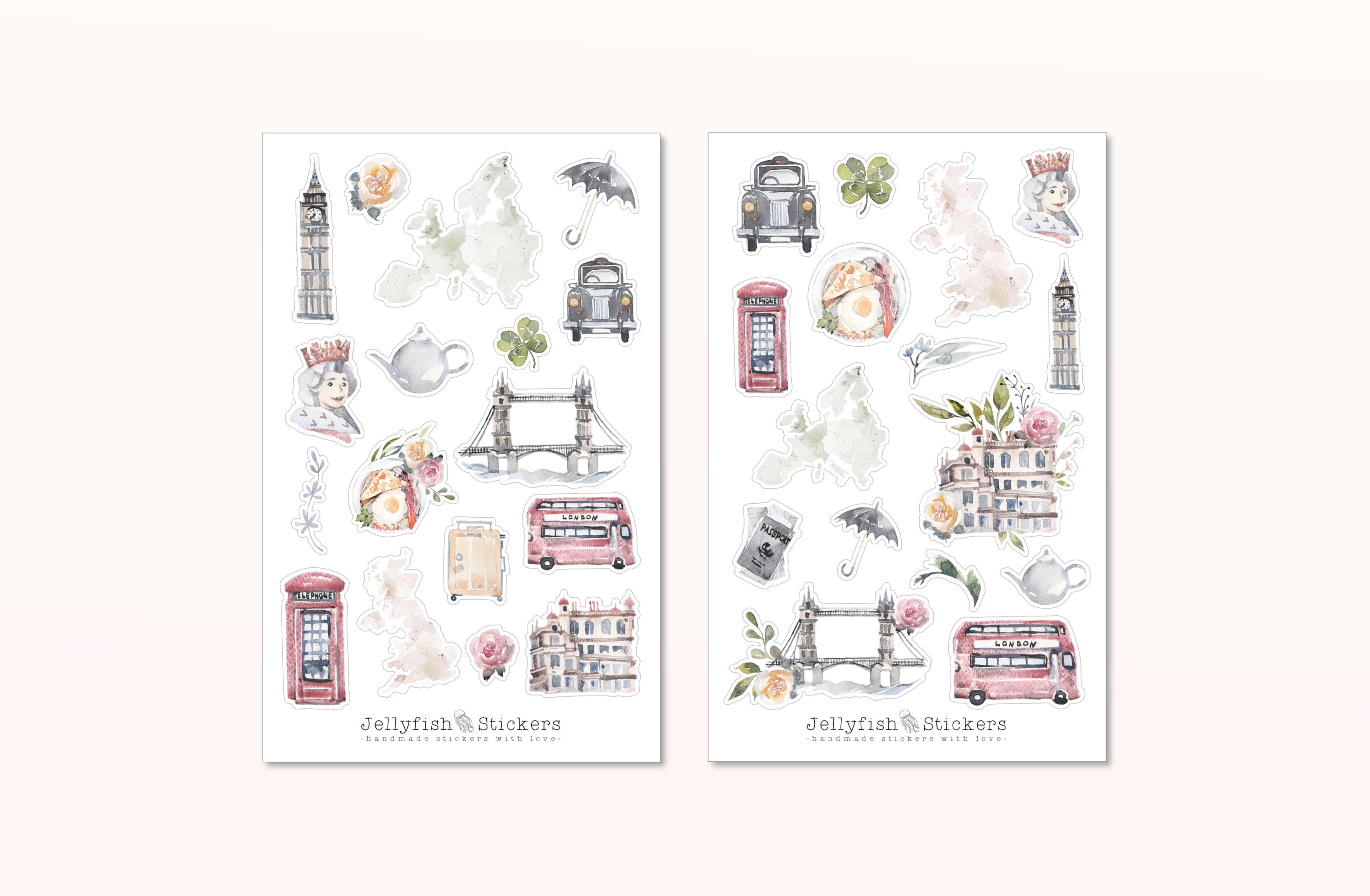 Set di adesivi Inghilterra - Adesivi, adesivi per diario, adesivi per le vacanze, diario di viaggio, viaggi, attrazioni, gita in città, Europa, Londra