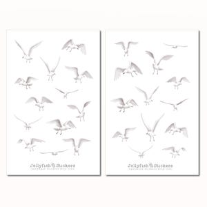Zeemeeuw stickerset - Zee stickers, dagboek stickers, maritieme stickers, schelpen, strand, zee, vakantie, reisdagboek, vogel, vogels, vliegen