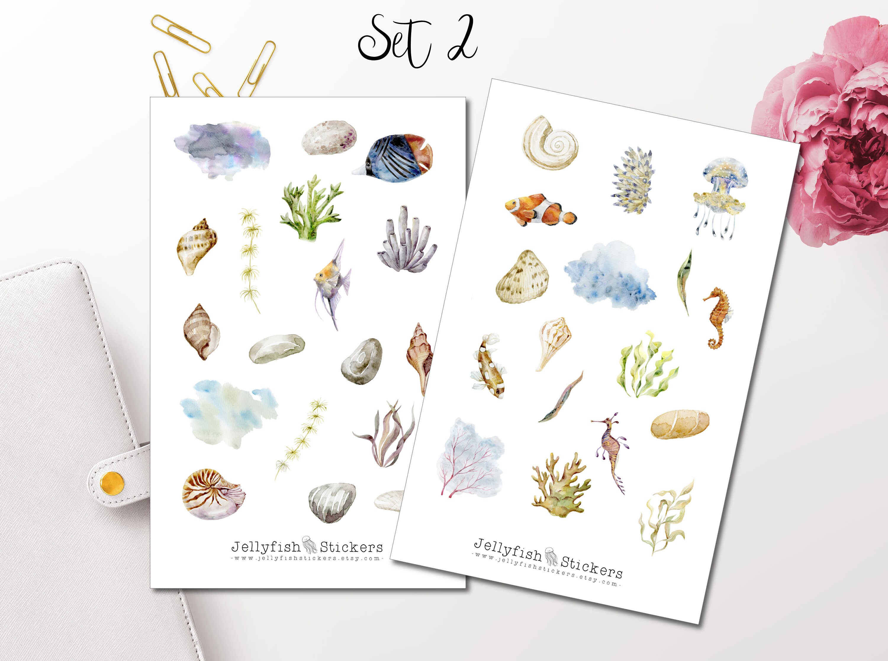 Vintage Meer Sticker Set – Maritimes Aufkleber-Set Für Journal, Planer & DIY, 2 Bögen à 180x110 Mm