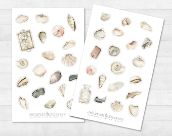 Shells Sticker Set - Sea Stickers, Journal Stickers, Beach Stickers, Sand, Vacation, Beach Vacation, Sea, Summer, Vacation