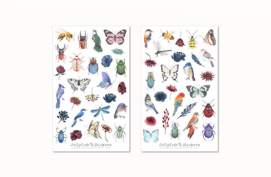 Journal Insect Stickers Birds and Insects Sticker Set - Journal Stickers, Planner Stickers ...