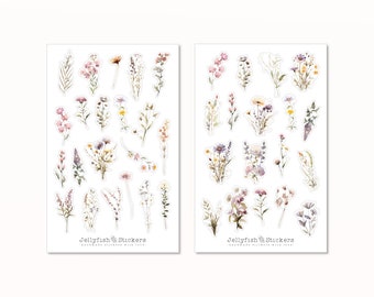 Wildflower Sticker Set - Floral Stickers, Planner Stickers, Plant Stickers, Flower Stickers, Colorful Flowers, Stickers, Garden, Nature
