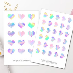 Zestaw naklejek Rainbow Hearts - naklejki funkcjonalne Naklejki do dziennika, naklejki, naklejki do planowania, serce, miłość, urocze