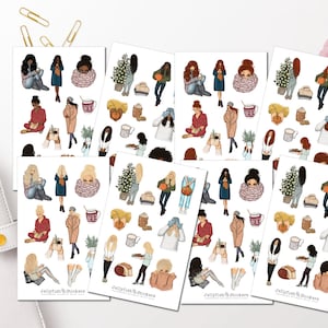 Set di adesivi della collezione Cozy Girl - Adesivo per diario Adesivo per pianificatore Adesivo per ragazza Moda, accogliente, autunno, inverno, maglione