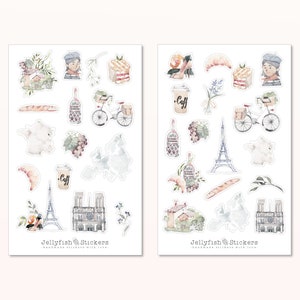Frankreich Sticker Set - Aufkleber, Journal Sticker, Sticker Urlaub, Reisetagebuch, Reisen, Ausflug, Sehenswürdigkeiten, Städtereise, Europa