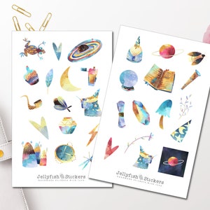 Wizard Sticker Set - Sticker Journal Sticker Planner Sticker Sticker Magic, Spells, Witcher, Watercolor, Conjuring Sticker Sheet