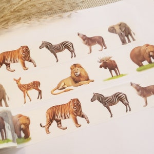 Design Washi Tape Animali - leone, tigre, zebra, elefante, orso, alce, cervo, lupo, foresta, Africa, zoo, scrapbooking, artigianato, nastro adesivo, materiale