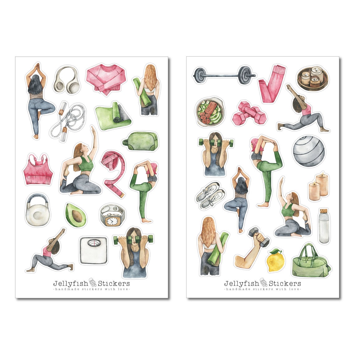 Exersice Sticker Fitness Sticker Set - Stickers, Journal Stickers, Planner Stickers ...