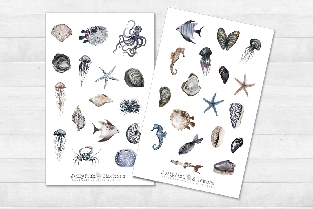 Meer Sticker Maritim Sticker Set Aufkleber Meer, Journal Sticker, Sticker Muscheln ...