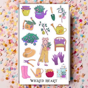 Adesivos de bruxa de jardim - Adesivos, magia, feitiços, livro de bruxas, meninas, flores, plantas, casa, vegetais, frutas