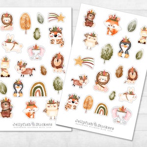 Set di adesivi per cuccioli di animali: adesivi carini, adesivi per diario, adesivi per pianificatore, piume adesive, leone, volpe, orso, giraffa, album per bambini, bebè