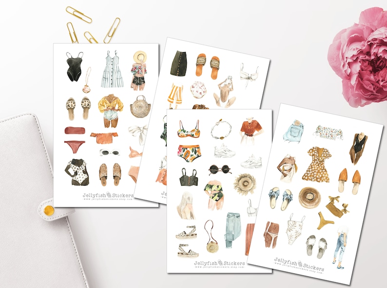 Clothes Fashion Stickers Bikini Stickers Summer Fashion Sticker Set Planner Stickers Dress Skirt Girls Girls Journal Stickers