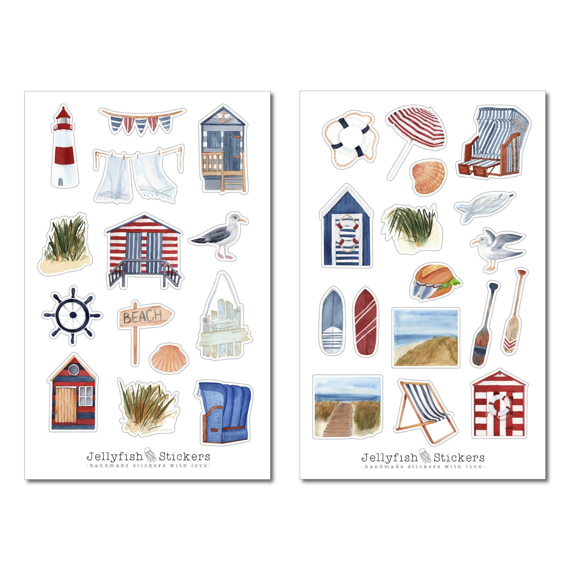 Vintage Meer Sticker Set – Maritimes Aufkleber-Set Für Journal, Planer & DIY, 2 Bögen à 180x110 Mm