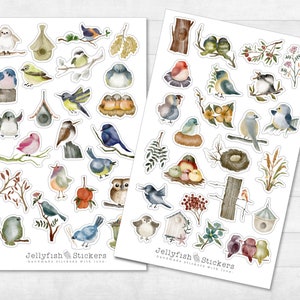 Vögel Sticker Set - Journal Sticker, Planer Sticker, Natur, Bunte Sticker, Garten, Vogel, Sticker Sheet, , Tiere, Frühling
