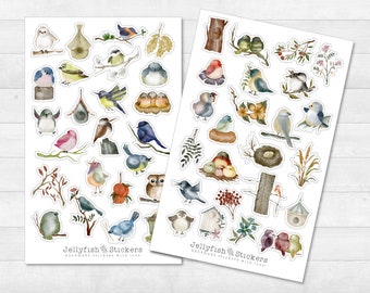 Birds Sticker Set - Journal Stickers, Planner Stickers, Nature, Colorful Stickers, Garden, Bird, Sticker Sheet, , Animals, Spring