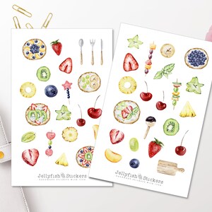 Fruitcake sticker set - dagboekstickers, plannerstickers, fruit, fruit, voedsel, koken, keuken, zomer, cake, dessert, kookboek, bakken