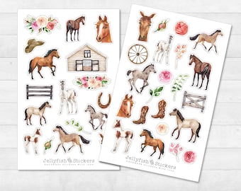 Pferde Sticker Set - Journal Sticker, Planer Sticker, Aufkleber, Sticker Tiere, Reiten, Hobby, Freizeit, Farm, Pferd, Pferdemädchen, Turnier