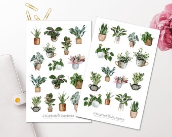 Pflanzen Sticker Set - Journal Sticker, Planer Sticker, Natur, Pflanzen, Zuhause, Topfpflanze, Blumen, Grün, Umwelt, Zimmerpflanzen