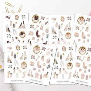 Set di adesivi per il benessere delle ragazze - Adesivi per diario, adesivi per pianificatore, adesivi per ragazze, moda per adesivi, tempo per me, cura di sé, bellezza, relax, yoga