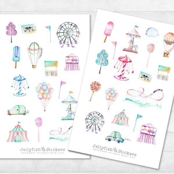 Amusement Park Sticker Set - Journal Stickers, Summer, Family, Friends, Vacation, Vacation, Trip, Leisure, Park, Diary, Theme Park