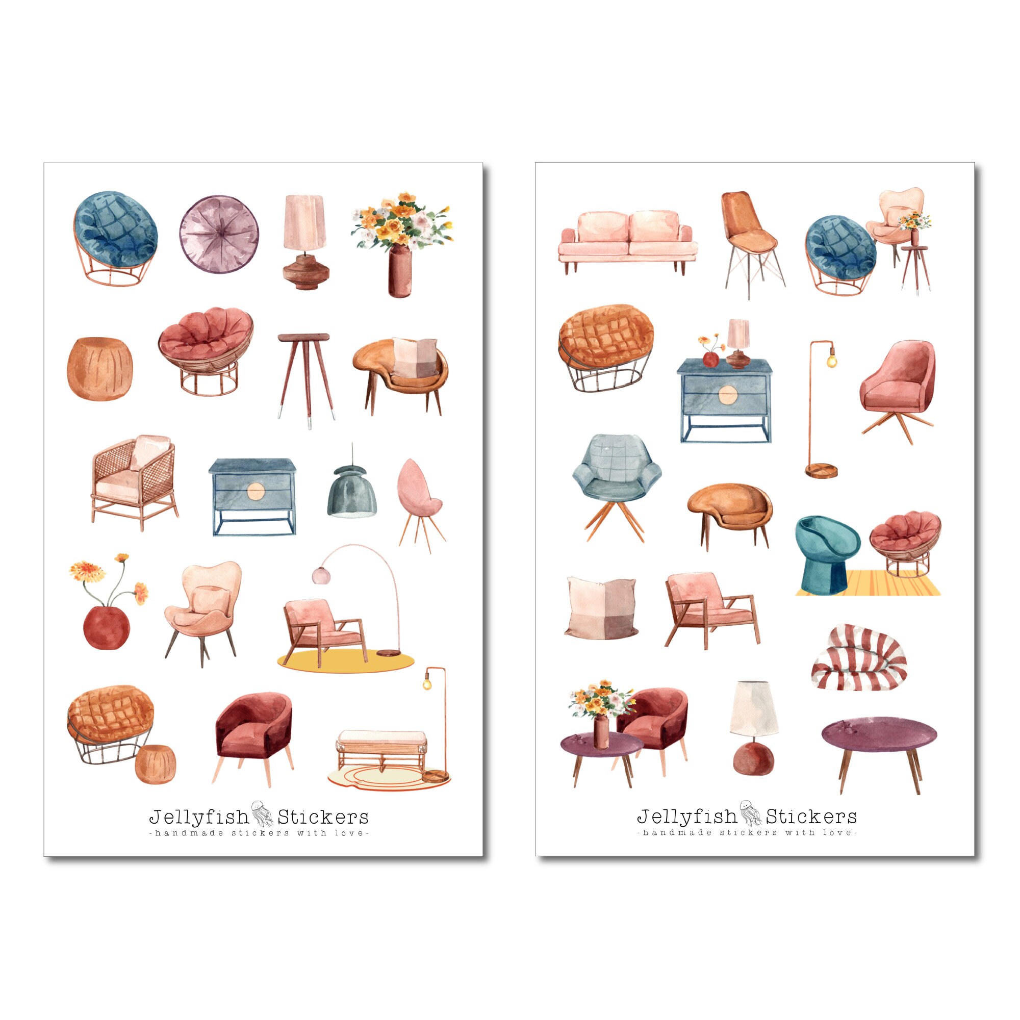 Furniture Sticker Set - Stickers, Journal Stickers, Planner Stickers ...