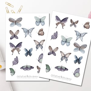 Dunkle Schmetterlinge Sticker Set - Journal Sticker Insekten Sticker Planer Sticker Vintage Sticker sticker