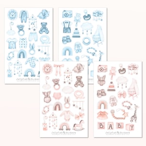 Set adesivi per bambini - Adesivi per diario, adesivi Nascita, Ragazza, Ragazzo, Album per bambini, Giocattoli, Vestiti, Carini, Battesimo, Regalo
