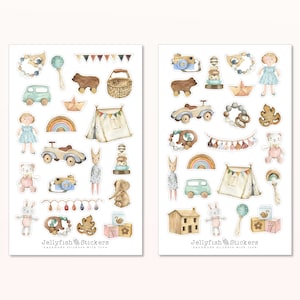 Baby sticker set - dagboekstickers, geboortestickers, meisje, jongen, babyalbum, speelgoed, kleding, schattig, doopsel, cadeau, kinderkamer