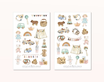 Baby Sticker Set - Journal Sticker, Sticker Geburt, Mädchen, Junge, Babyalbum, Spielzeug, Kleidung, niedlich, Taufe, Geschenk, Kinderzimmer