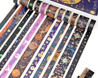 Washi Tape Box - 29 Rolls - Stars, Moon, Magic, Witch, Adhesive Tape, Crafting, Scrapbooking, Set