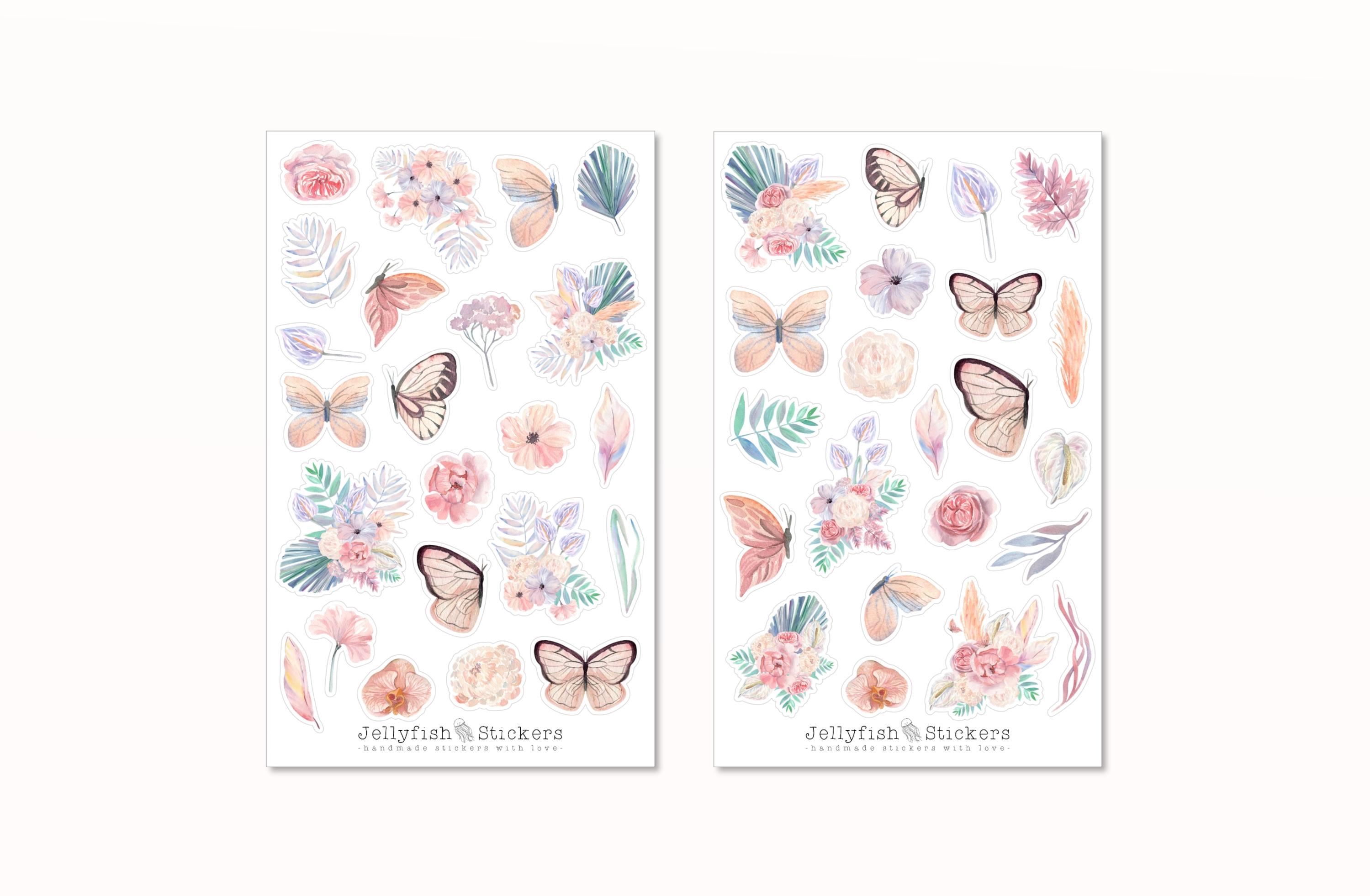 Pink Butterfly Sticker Set - Journal Stickers, Planner Stickers ...