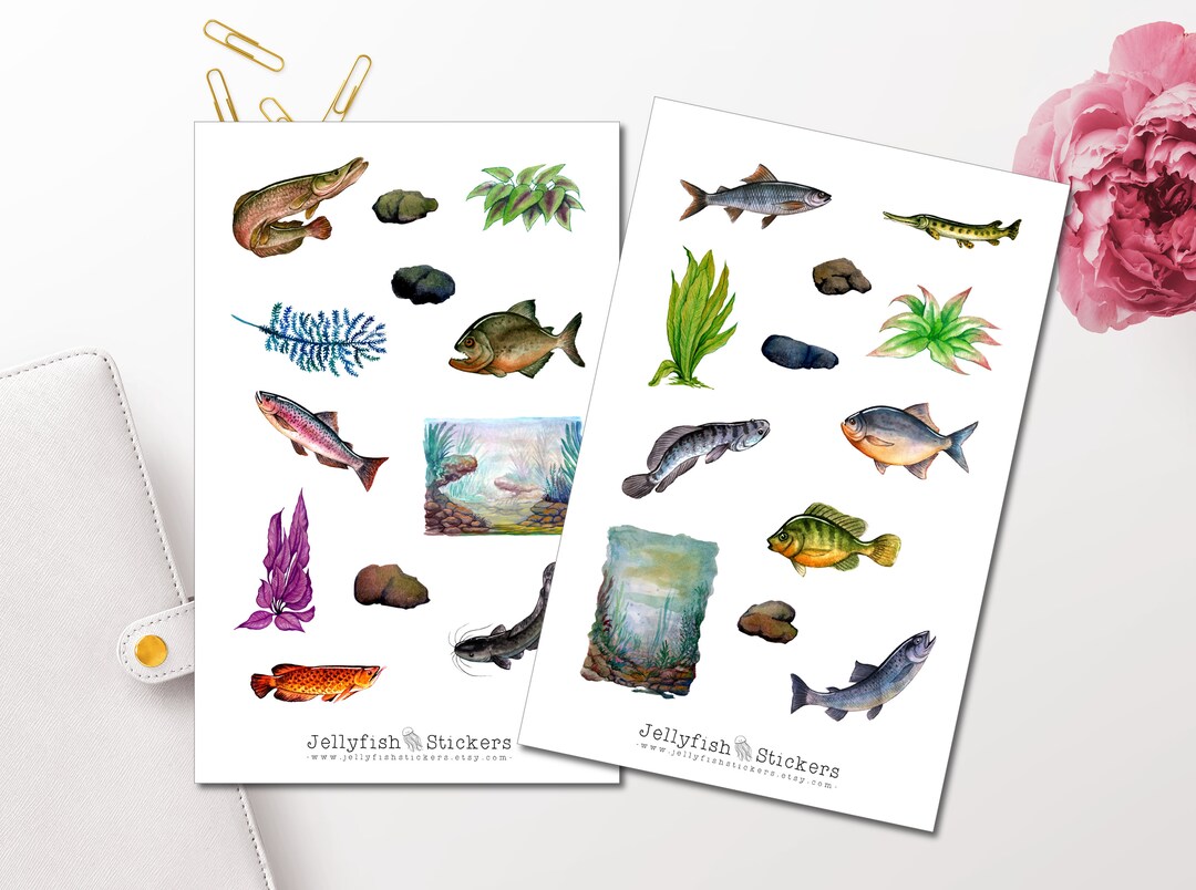 Fish Sticker Set - Colorful Stickers Journal Stickers Animals Stickers ...