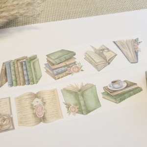 Projektowanie książek z taśmą Washi - książka, czytanie, róże, kwiaty, kwiatowe, zabytkowe, scrapbooking, rękodzieło, taśma klejąca, materiał
