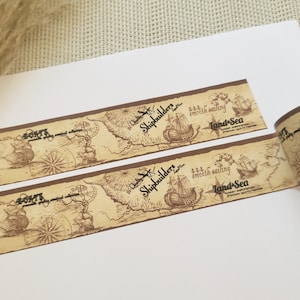 Washi Tape Weltkarte - Reisen, Urlaub, Schatzkarte, Vintage, Meer, Schiff, Maritim, beige, Scrapbooking, basteln, Klebeband, Material