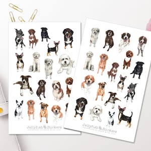 Set adesivi per cani - Adesivi per diario, adesivi per pianificatore, animale domestico, carino, dolce, famiglia, carlino, terrier, boxer, Golden Retriever, cane